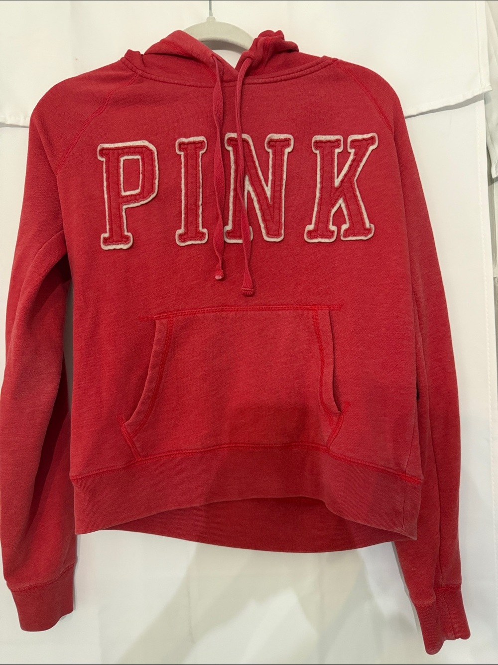 PINK Victoria's Secret Red Pullover Hoodie with Appliqué Logo